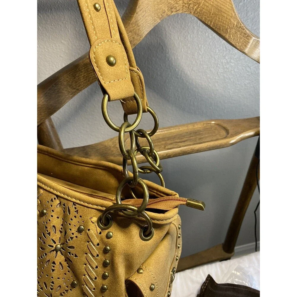 Montana West Concealed Carry Purse Handbag Bling Western Tan NWT